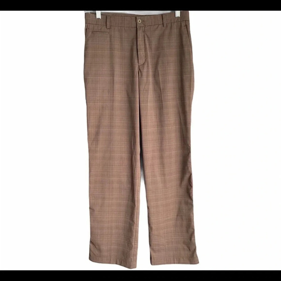 NIKEGOLF Dri-Fit Brown Plaid Flat Front Pants